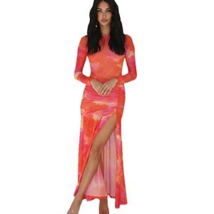 Revolve Yllw the Label Pink and Orange Maxi Dress